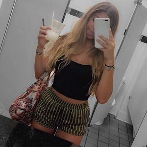 Forever 21 Olive Striped Shorts